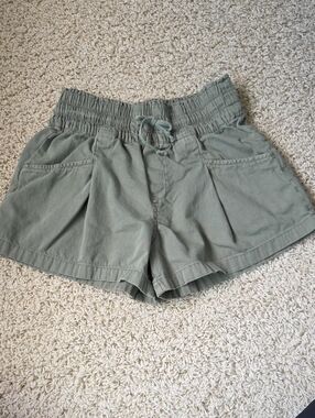 aerie Olive Green High-Waist Drawstring Shorts